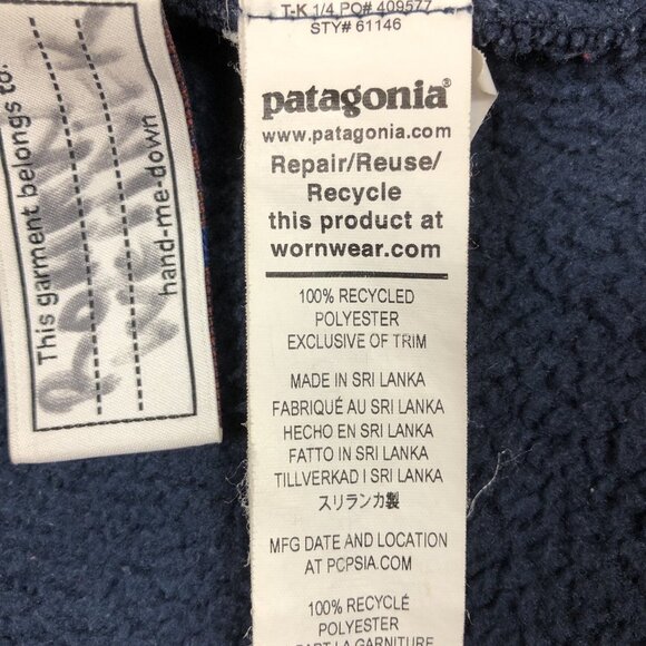 Patagonia Baby Retro Pile Fleece Snap Navy Blue Jacket Hooded Size 3T 61146 - Picture 6 of 10